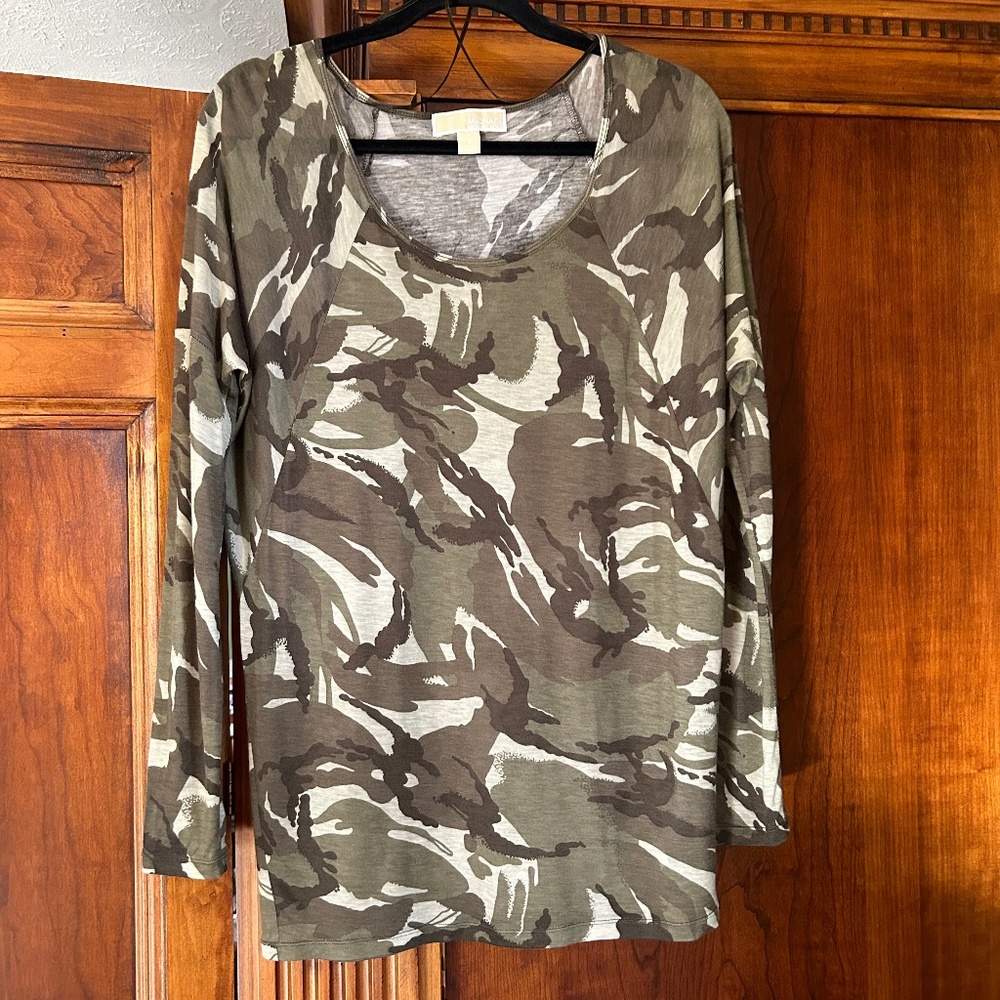 MICHAEL Michael Kors Camouflage Blouse, Size S